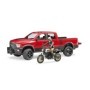 Bruder masina de teren RAM 2500 cu motocicleta Scrambler Ducati Desert si sofer